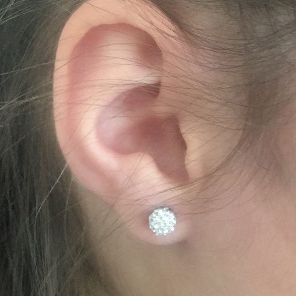 Kids White Crystal Clay Earrings